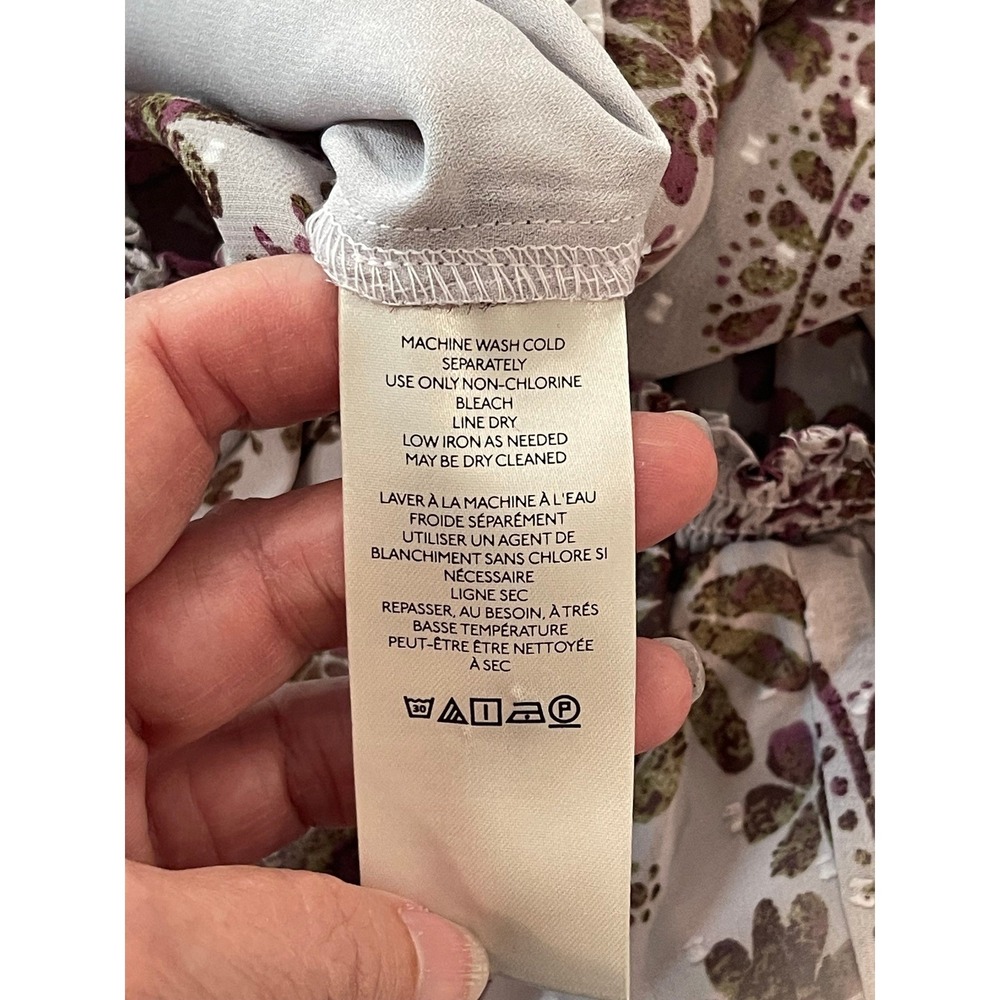 SALE Free People‎ Floral Cropped Top Lavender Boho Smocked Neck Long Sleeve NWT - Picture 8 of 10